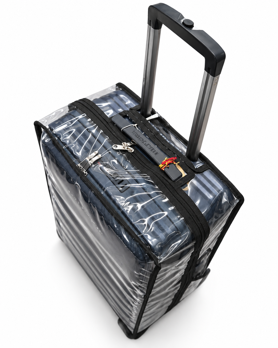 AS4 transparent trolley cover standing on its own